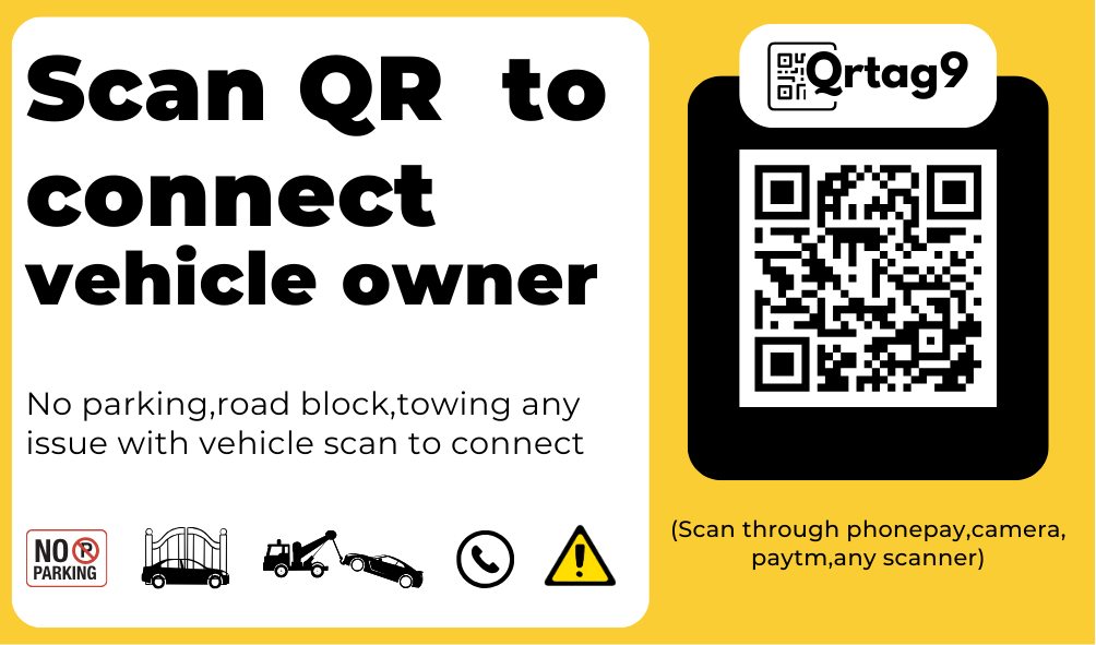 QRTAG9 QR Parking Tag for Cars – Smart Contactless Car Owner Solution in India